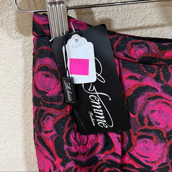 NWT La Femme 23864 two piece mermaid dress - vegan leather top & strappy back - Picture 10 of 13